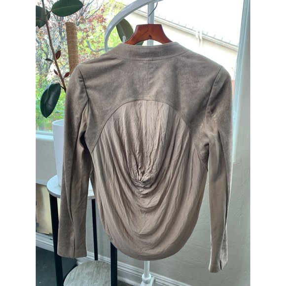 BCBG Maxazria Norton Crop Jacket Faux Suede Small Khaki Stretch $198 6756 NWT - Picture 5 of 14